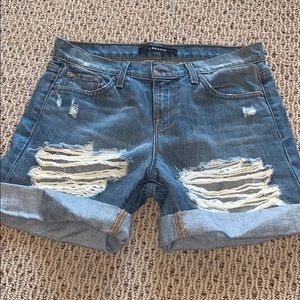 j brand denim distressed jean shorts size 25